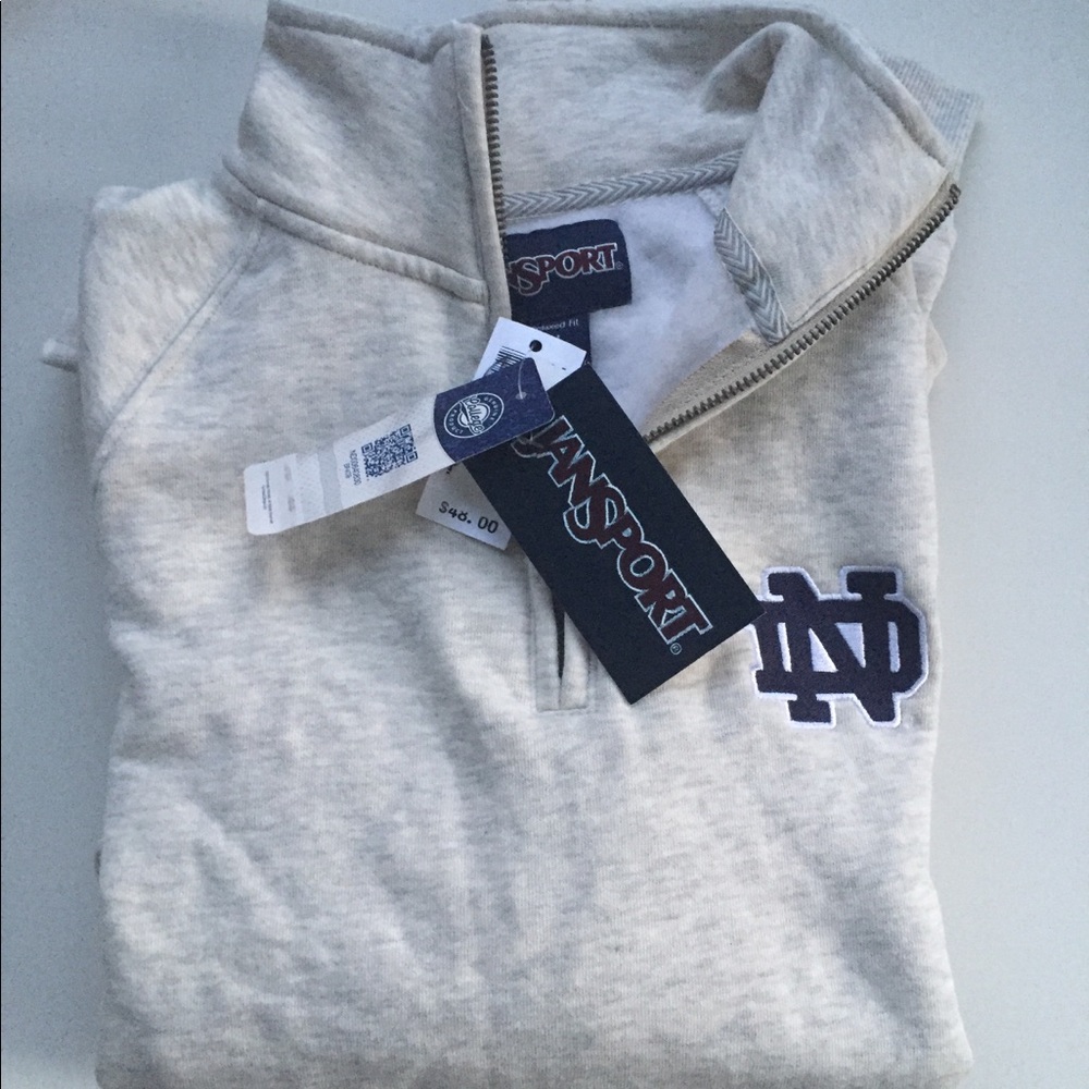 zipper collared notre dame long sleeve sweatshirt